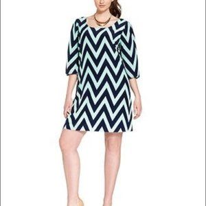 Mint & Navy Chevron Shift Dress